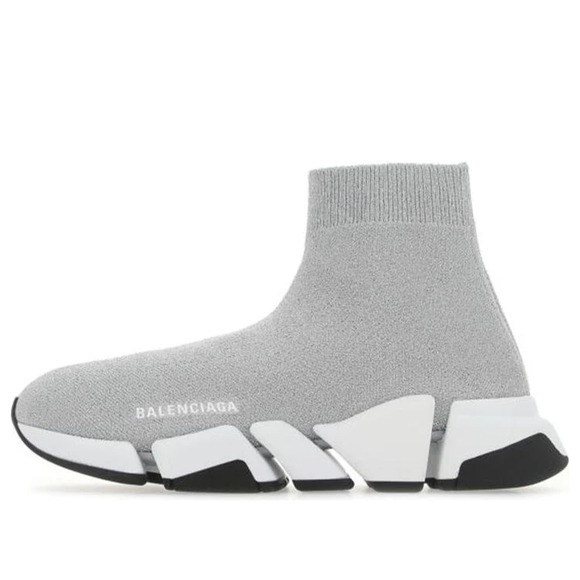 Balenciaga Speed 2.0 Bi-Color Mid Sock Sneakers Silvery Gray Women's Size US 9 - Picture 1 of 7
